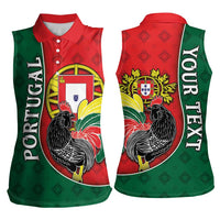 Personalized Portugal Women Sleeveless Polo Shirt Rooster With Coat Of Arms - Wonder Print Shop