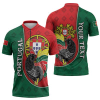 Personalized Portugal Zipper Polo Shirt Rooster With Coat Of Arms - Wonder Print Shop