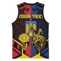 Personalized Romania Basketball Jersey The Eurasian Lynx With The Peony - Wonder Print Shop