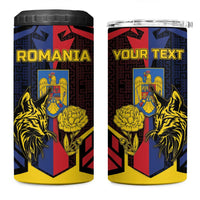 Personalized Romania 4 in 1 Can Cooler Tumbler The Eurasian Lynx With The Peony - Wonder Print Shop