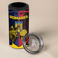 Personalized Romania 4 in 1 Can Cooler Tumbler The Eurasian Lynx With The Peony - Wonder Print Shop