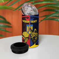 Personalized Romania 4 in 1 Can Cooler Tumbler The Eurasian Lynx With The Peony - Wonder Print Shop