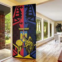 Romania Door Cover The Eurasian Lynx With The Peony - Wonder Print Shop