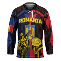 Personalized Romania Hockey Jersey The Eurasian Lynx With The Peony - Wonder Print Shop