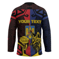 Personalized Romania Hockey Jersey The Eurasian Lynx With The Peony - Wonder Print Shop