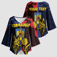 Personalized Romania Kimono Sleeve Blouse The Eurasian Lynx With The Peony - Wonder Print Shop