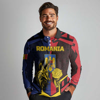 Personalized Romania Long Sleeve Polo Shirt The Eurasian Lynx With The Peony - Wonder Print Shop