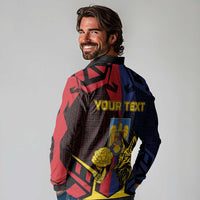 Personalized Romania Long Sleeve Polo Shirt The Eurasian Lynx With The Peony - Wonder Print Shop