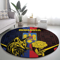 Romania Round Carpet The Eurasian Lynx With The Peony - Wonder Print Shop