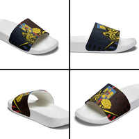 Romania Slide Sandals The Eurasian Lynx With The Peony - Wonder Print Shop