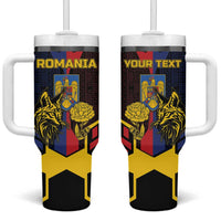 Personalized Romania Tumbler With Handle The Eurasian Lynx With The Peony - Wonder Print Shop