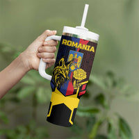 Personalized Romania Tumbler With Handle The Eurasian Lynx With The Peony - Wonder Print Shop