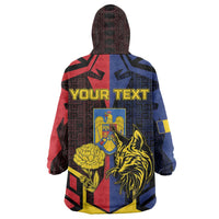 Personalized Romania Wearable Blanket Hoodie The Eurasian Lynx With The Peony - Wonder Print Shop