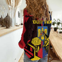 Personalized Romania Women Casual Shirt The Eurasian Lynx With The Peony - Wonder Print Shop