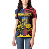 Personalized Romania Women Polo Shirt The Eurasian Lynx With The Peony - Wonder Print Shop