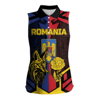 Personalized Romania Women Sleeveless Polo Shirt The Eurasian Lynx With The Peony - Wonder Print Shop