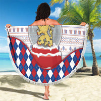 Netherlands Christmas Beach Blanket Lion Symbol In Snow Globe - Wonder Print Shop