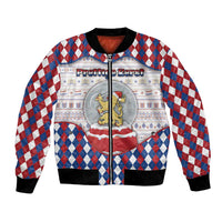 Netherlands Christmas Bomber Jacket Lion Symbol In Snow Globe - Wonder Print Shop