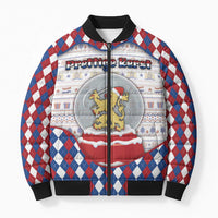 Netherlands Christmas Bomber Puffer Jacket Lion Symbol In Snow Globe - Wonder Print Shop