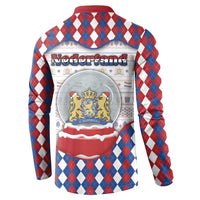 Netherlands Christmas Button Sweatshirt Lion Symbol In Snow Globe - Wonder Print Shop