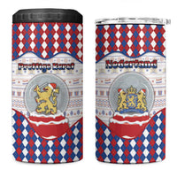 Netherlands Christmas 4 in 1 Can Cooler Tumbler Lion Symbol In Snow Globe - Wonder Print Shop