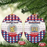 Netherlands Christmas Ceramic Ornament Lion Symbol In Snow Globe - Wonder Print Shop