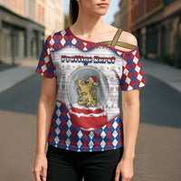 Netherlands Christmas Cross Shoulder Shirt Lion Symbol In Snow Globe - Wonder Print Shop