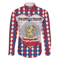 Netherlands Christmas Family Matching Long Sleeve Bodycon Dress and Hawaiian Shirt Lion Symbol In Snow Globe - Wonder Print Shop