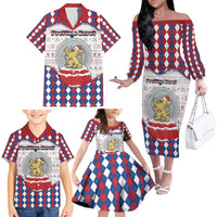 Netherlands Christmas Family Matching Off The Shoulder Long Sleeve Dress and Hawaiian Shirt Lion Symbol In Snow Globe - Wonder Print Shop