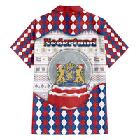 Netherlands Christmas Family Matching Short Sleeve Bodycon Dress and Hawaiian Shirt Lion Symbol In Snow Globe - Wonder Print Shop