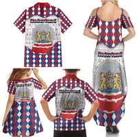 Netherlands Christmas Family Matching Summer Maxi Dress and Hawaiian Shirt Lion Symbol In Snow Globe - Wonder Print Shop