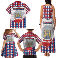 Netherlands Christmas Family Matching Tank Maxi Dress and Hawaiian Shirt Lion Symbol In Snow Globe - Wonder Print Shop