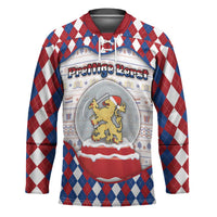 Netherlands Christmas Hockey Jersey Lion Symbol In Snow Globe - Wonder Print Shop