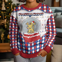 Netherlands Christmas Kid Ugly Christmas Sweater Lion Symbol In Snow Globe - Wonder Print Shop