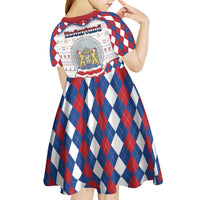 Netherlands Christmas Kid Short Sleeve Dress Lion Symbol In Snow Globe - Wonder Print Shop