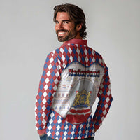 Netherlands Christmas Long Sleeve Polo Shirt Lion Symbol In Snow Globe - Wonder Print Shop