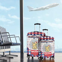 Netherlands Christmas Luggage Cover Lion Symbol In Snow Globe - Wonder Print Shop