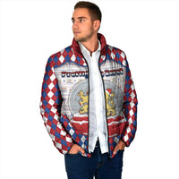 Netherlands Christmas Padded Jacket Lion Symbol In Snow Globe - Wonder Print Shop