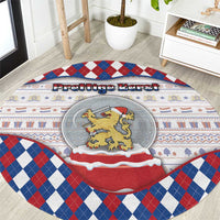Netherlands Christmas Round Carpet Lion Symbol In Snow Globe - Wonder Print Shop