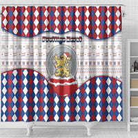 Netherlands Christmas Shower Curtain Lion Symbol In Snow Globe - Wonder Print Shop