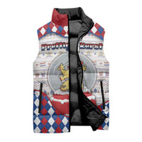 Netherlands Christmas Sleeveless Puffer Jacket Lion Symbol In Snow Globe - Wonder Print Shop