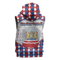 Netherlands Christmas Sleeveless Zip Hoodie Lion Symbol In Snow Globe - Wonder Print Shop