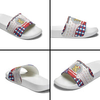 Netherlands Christmas Slide Sandals Lion Symbol In Snow Globe - Wonder Print Shop
