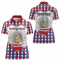 Netherlands Christmas Women Polo Shirt Lion Symbol In Snow Globe - Wonder Print Shop