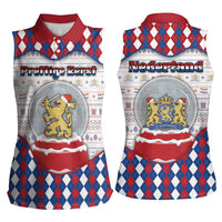 Netherlands Christmas Women Sleeveless Polo Shirt Lion Symbol In Snow Globe - Wonder Print Shop