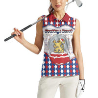 Netherlands Christmas Women Sleeveless Polo Shirt Lion Symbol In Snow Globe - Wonder Print Shop