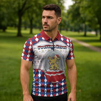 Netherlands Christmas Zipper Polo Shirt Lion Symbol In Snow Globe - Wonder Print Shop