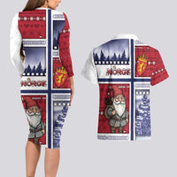 Norway Christmas Couples Matching Long Sleeve Bodycon Dress and Hawaiian Shirt Julenisse God Jul - Wonder Print Shop