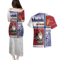 Norway Christmas Couples Matching Puletasi and Hawaiian Shirt Julenisse God Jul - Wonder Print Shop