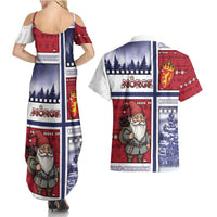 Norway Christmas Couples Matching Summer Maxi Dress and Hawaiian Shirt Julenisse God Jul - Wonder Print Shop